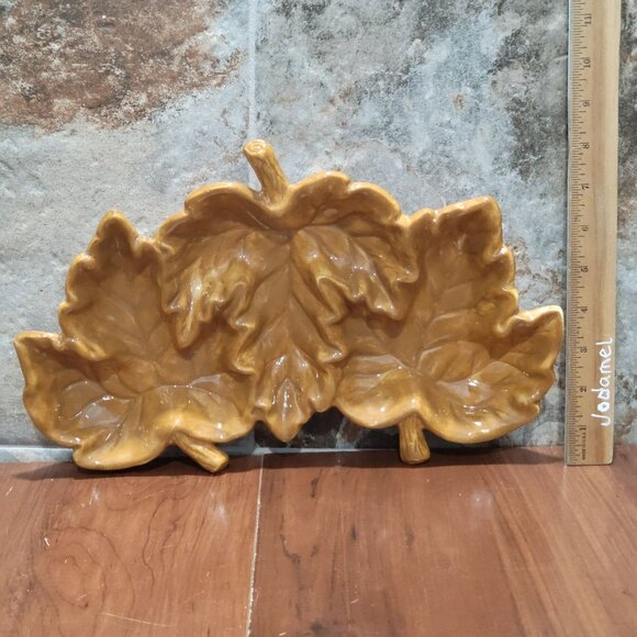 Fall Leaves Serving Dish Platter Harvest Collection Style Eyes Baum Bros - Picture 3 of 10
